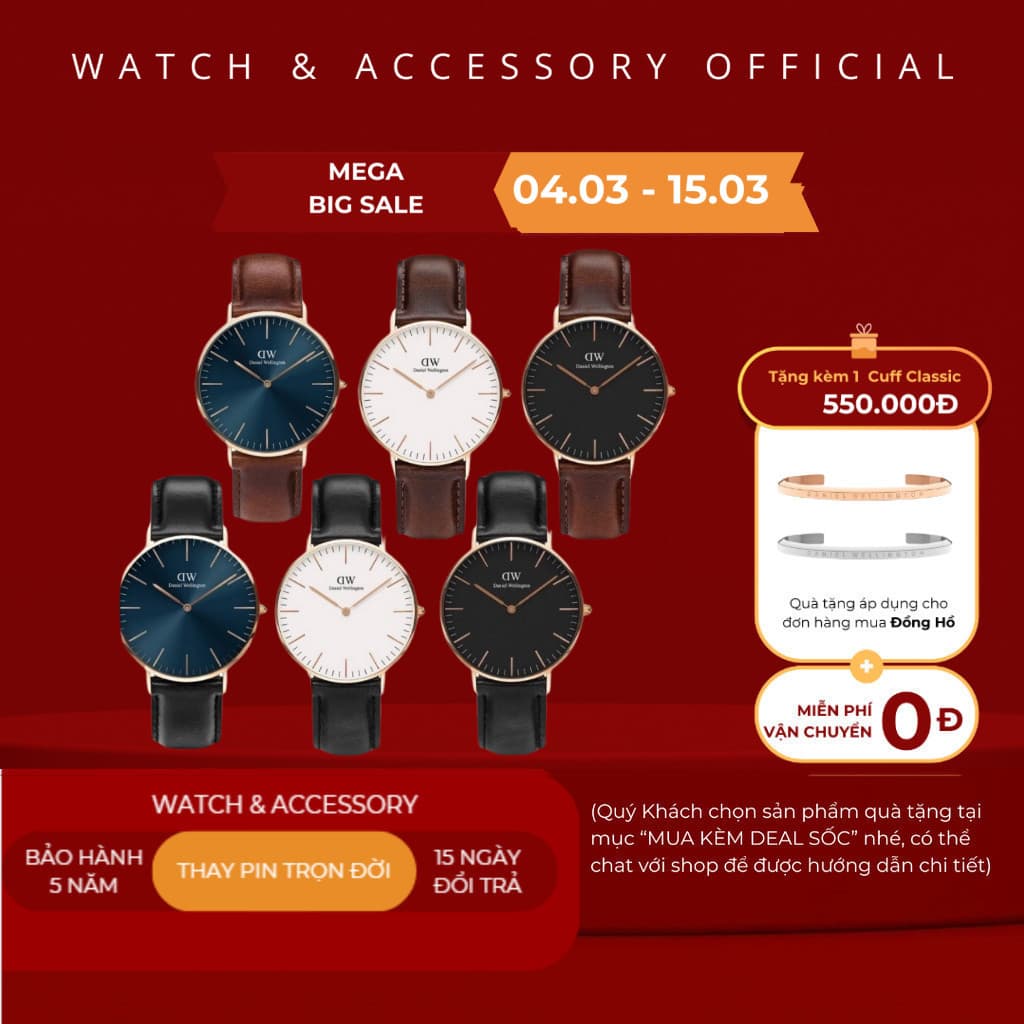 [Tặng Kèm Hộp Nơ] Đồng Hồ Nam Classic 40mm Chính Hãng - Đồng Hồ - dwstoresg .