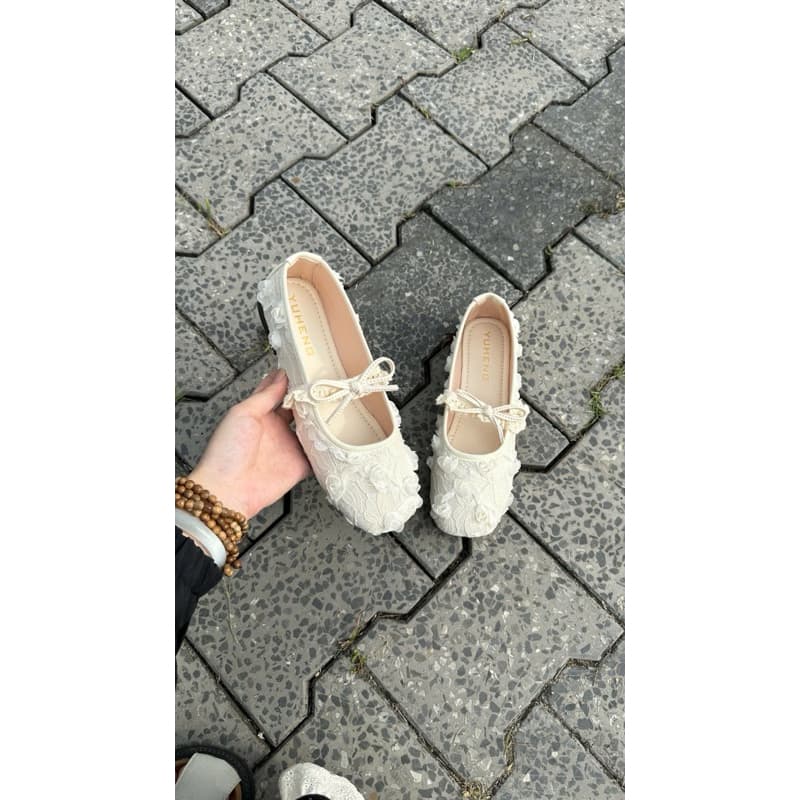 Giày hoa hồng SOHE đế bệt phong cách tiểu thư